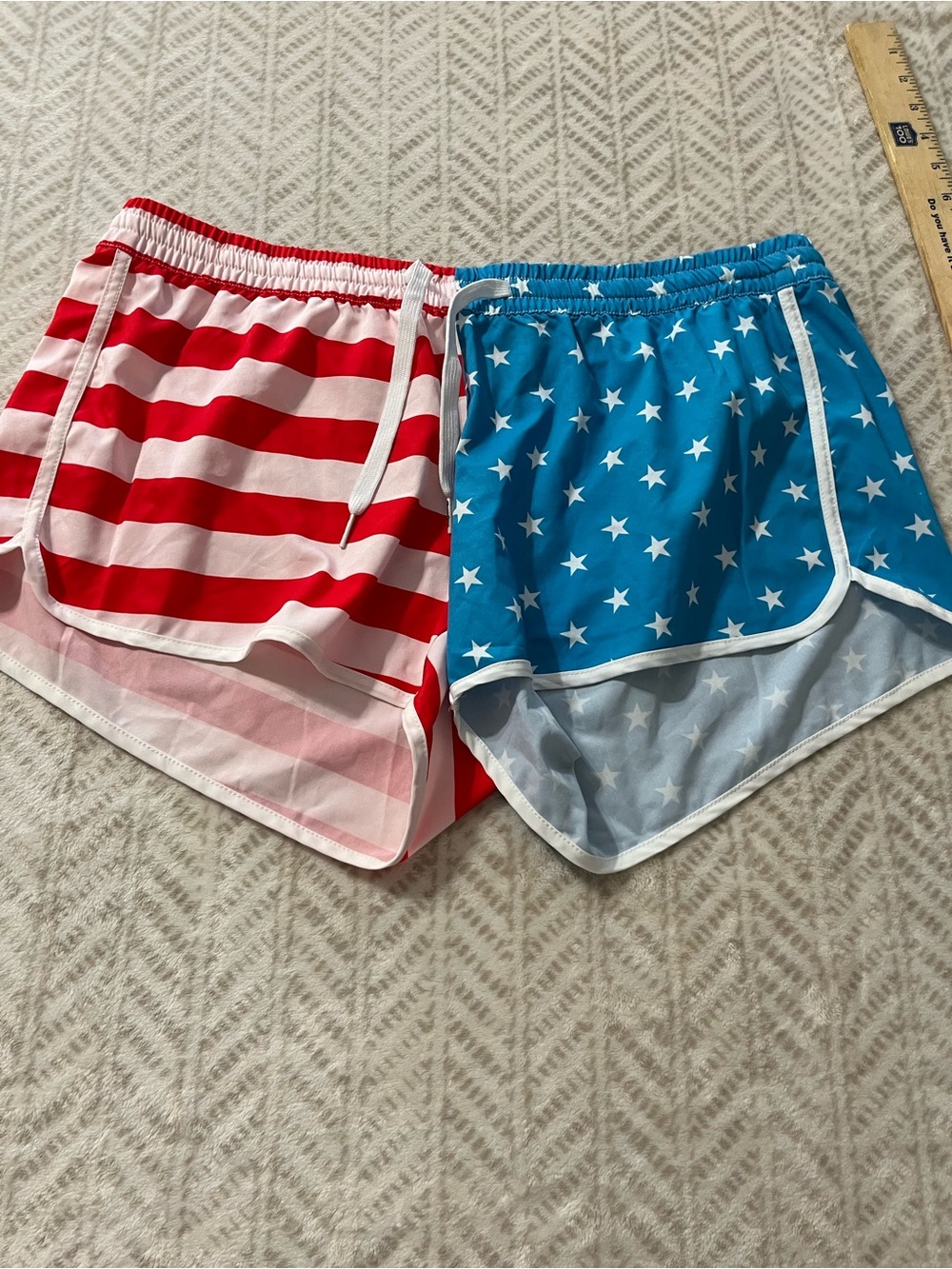 Tipsy Elves Red & Blue Star Stripe Athletic Shorts Large